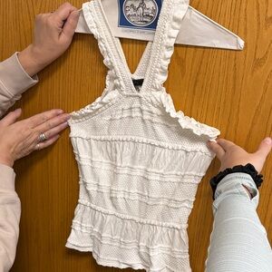 BCBGMaxAzria Cream Ruffled Blouse